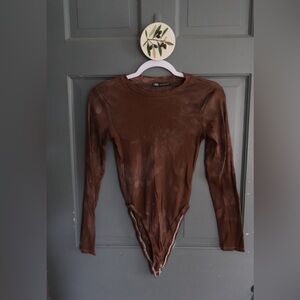 Zara Brown Long Sleeve Bodysuit
